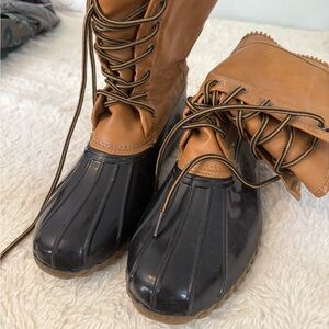 Madden Girl Tan and Black Winter Boots